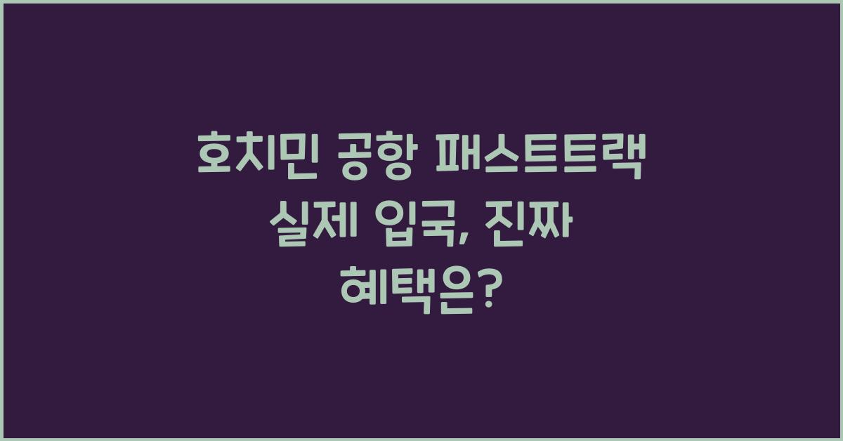 호치민 공항 패스트트랙 실제 입국