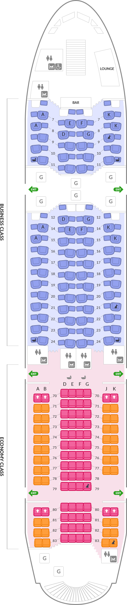 아시아나항공 에어버스 A380 기본정보, 좌석배치도, 좌석 간격