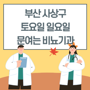 부산 사상구 토요일 일요일 비뇨기과 진료 병원 리스트