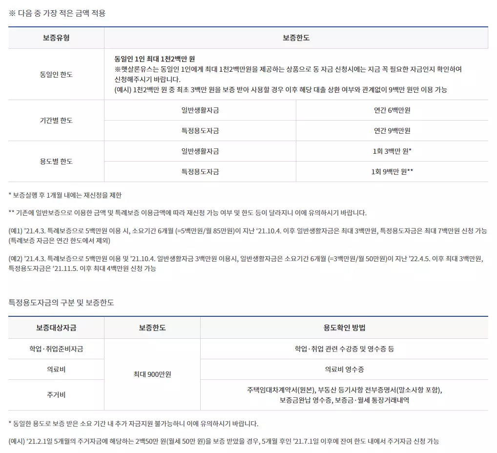 보증-한도표