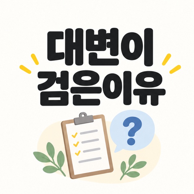 대변이 검은이유 제목과 증상 확인을 상징하는 기록지 그림