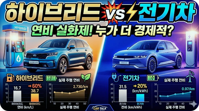 하이브리드 vs 전기차 연비 실화제, 충전비·유지비 5년 비교 총정리