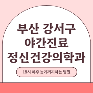 부산 강서구 야간진료 정신건강의학과 병원 (18시 이후 늦게까지하는 병원)
