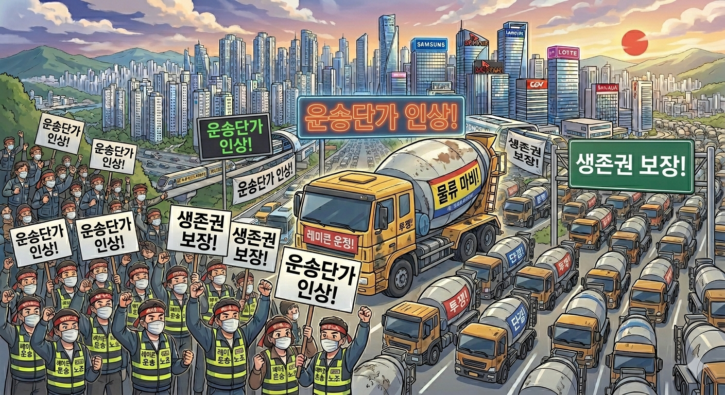 레미콘 운송거부 파업 지속