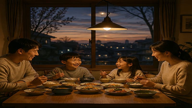 <img src="family-dinner.jpg" alt="저녁 무렵 가족이 함께 식사를 하며 평범한 일상의 소중함을 나누는 모습">