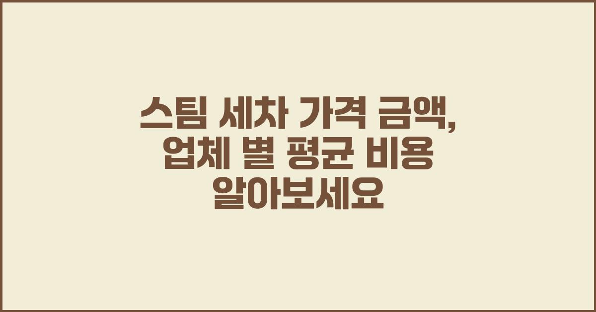스팀 세차 가격 금액 업체 평균 비용