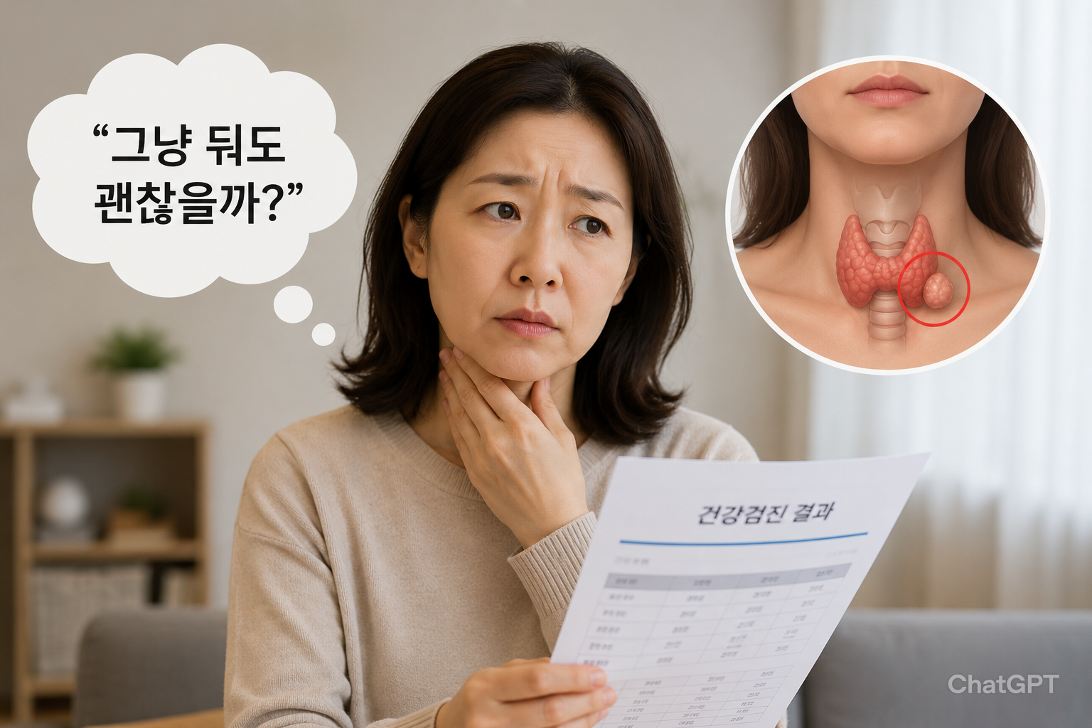 결절 수술 받기 전 고민하는 사진
