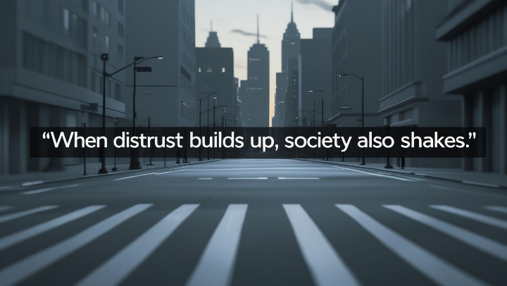 사람 없는 거리 풍경, 사회적 불안과 신뢰 붕괴를 표현한 이미지