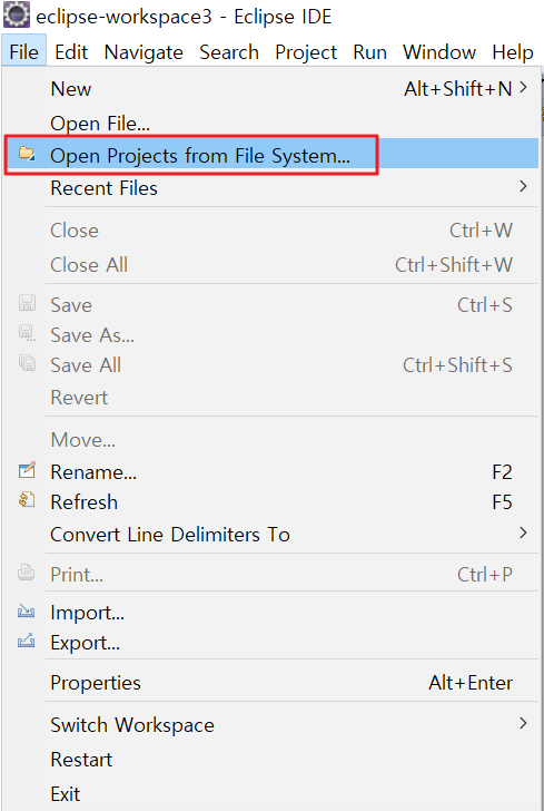 이클립스 프로젝트 import 안될때1