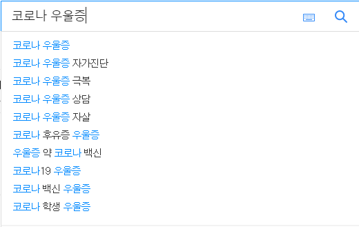 코로나 우울증 연관 검색어들