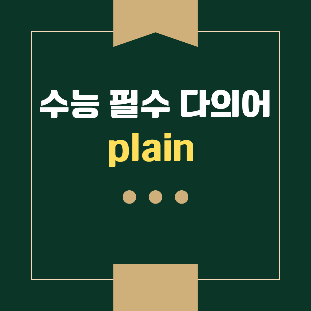 수능 영어 필수 다의어 plain