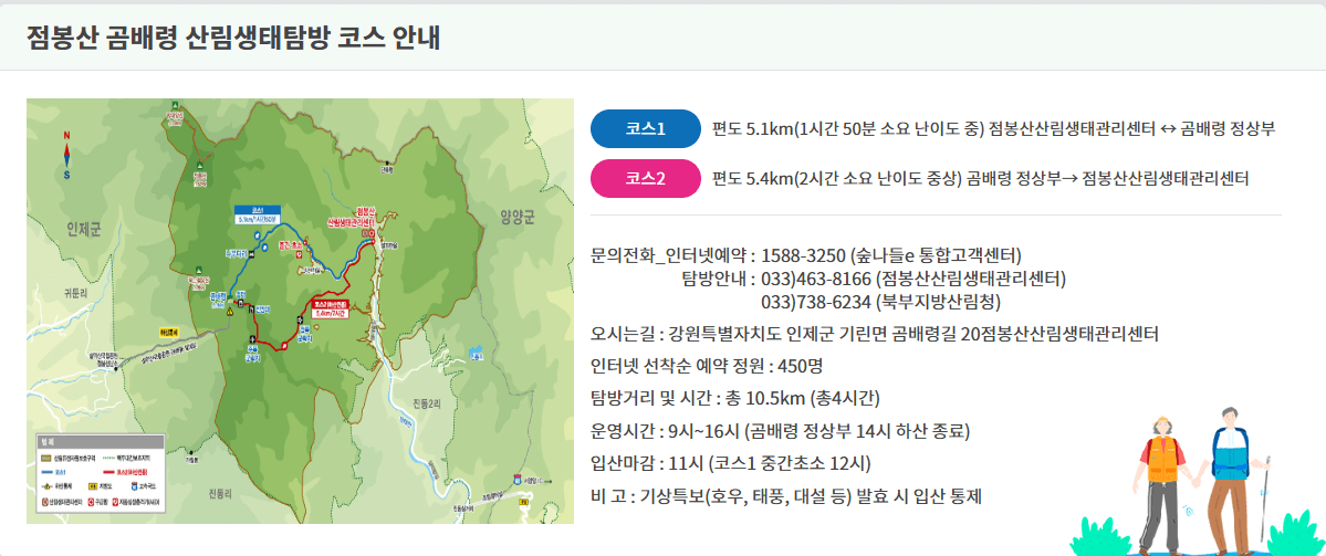 점봉산 곰배령 산림생태탐방 코스 안내