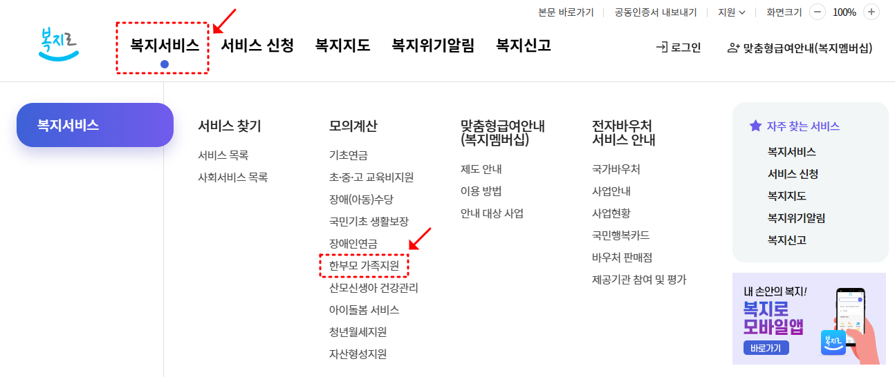 한부모가정 지원혜택 자격조건 지원금