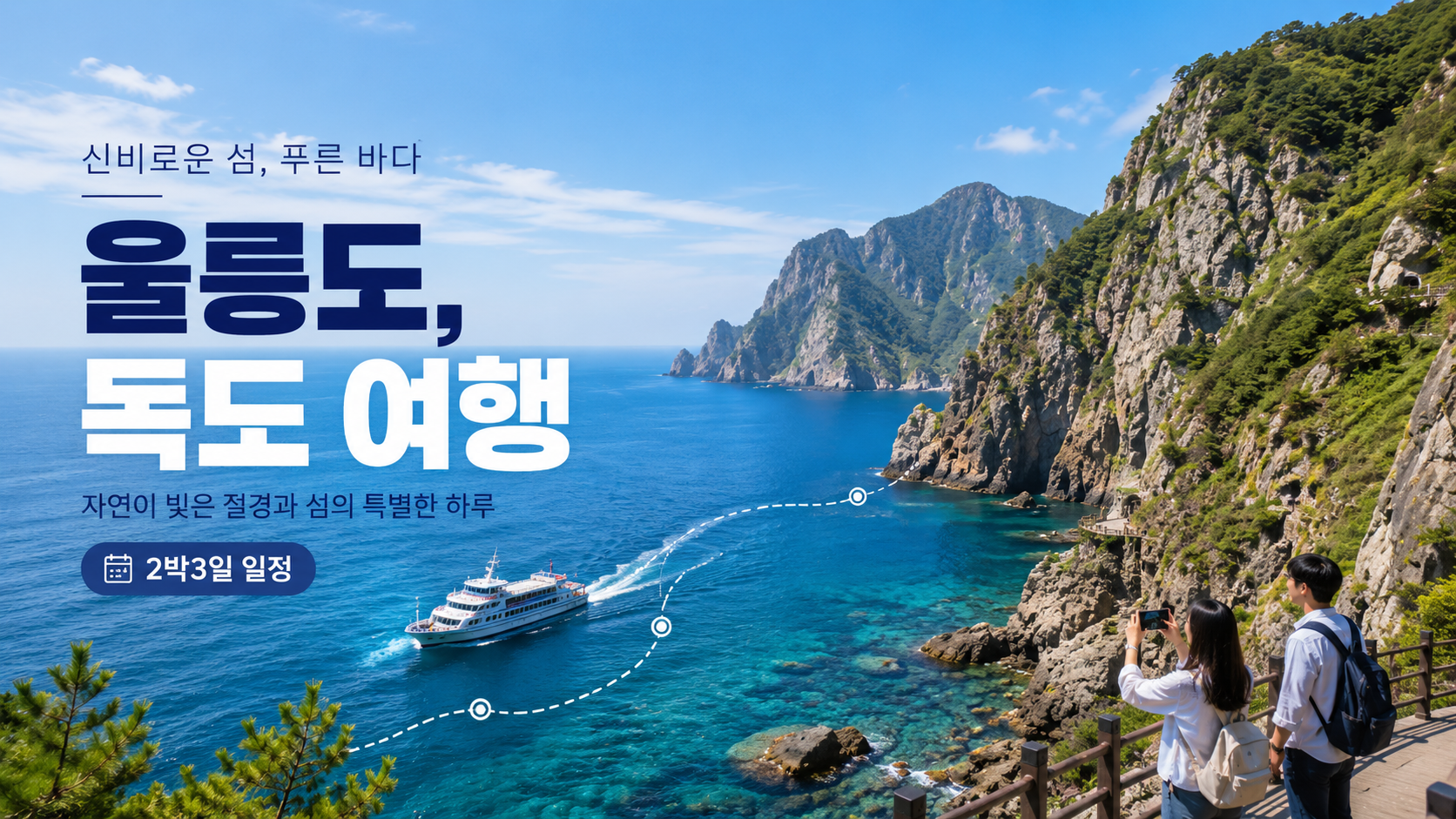 울릉도 독도 2박3일 일정 이해를 돕는 여행 이미지 (AI 로 만든 이미지 입니다.)