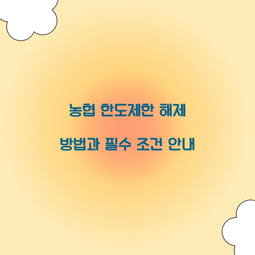 농협 한도제한 해제 방법