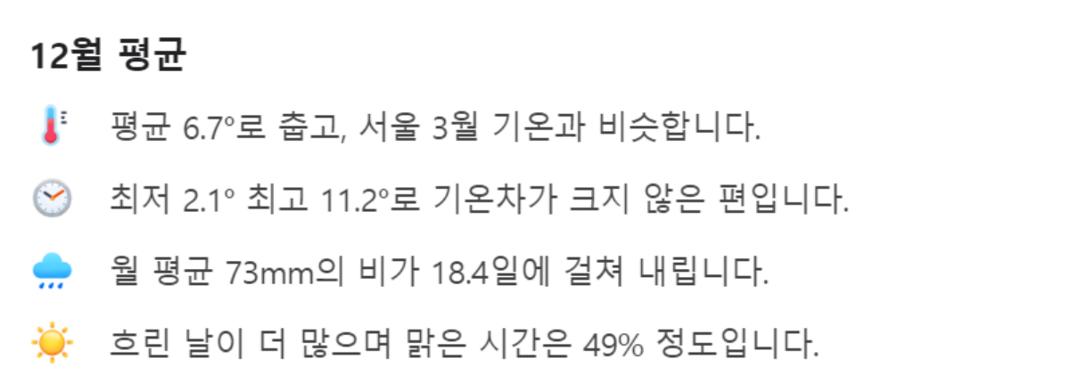 네이버에서 검색한 12월 교토 평균 날씨