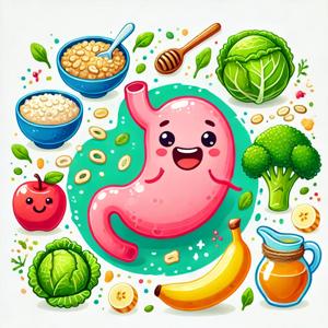 위와 건강한 음식들의 모습