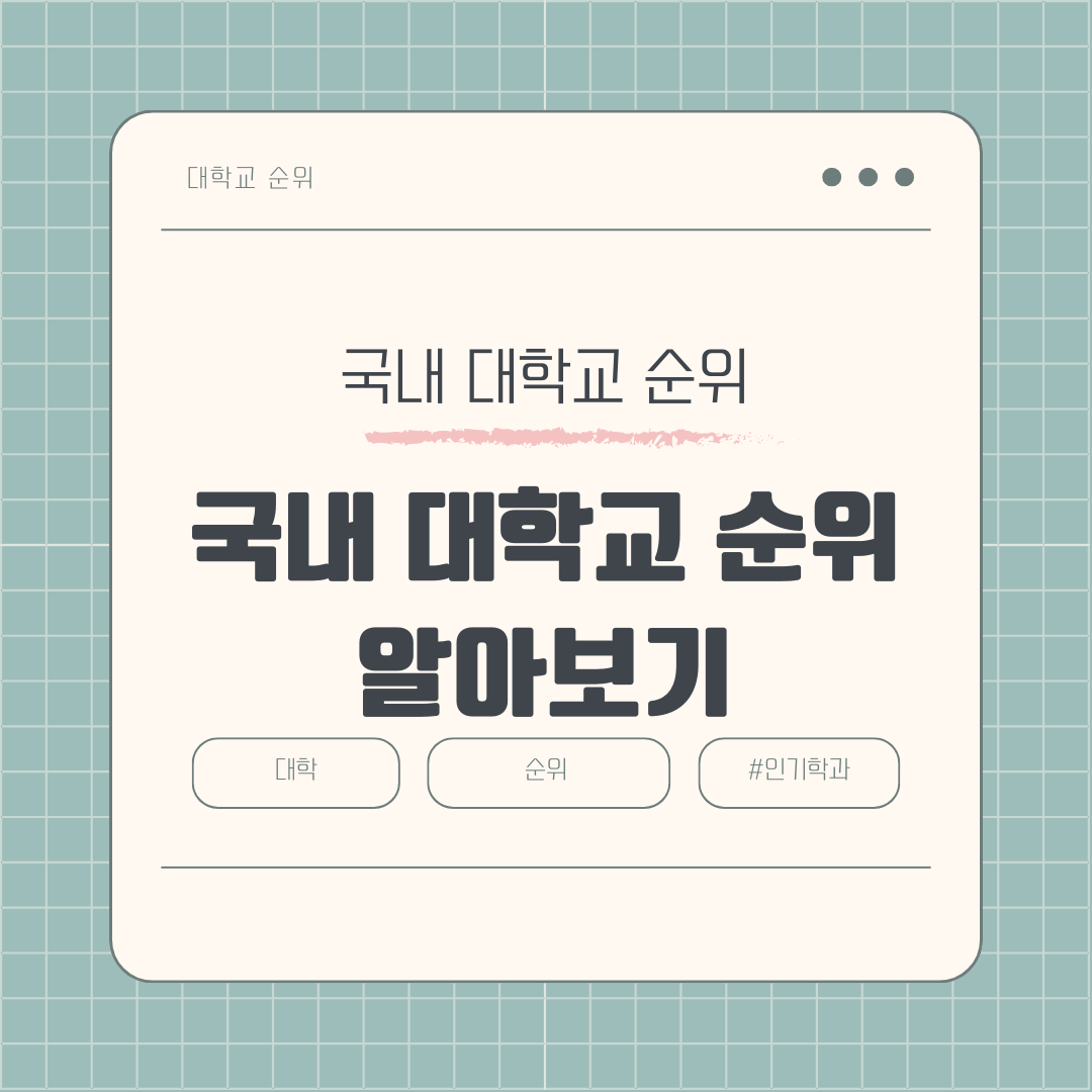 우리나라 최고 대학은 어디일까? 국내대학교 순위 알아보기