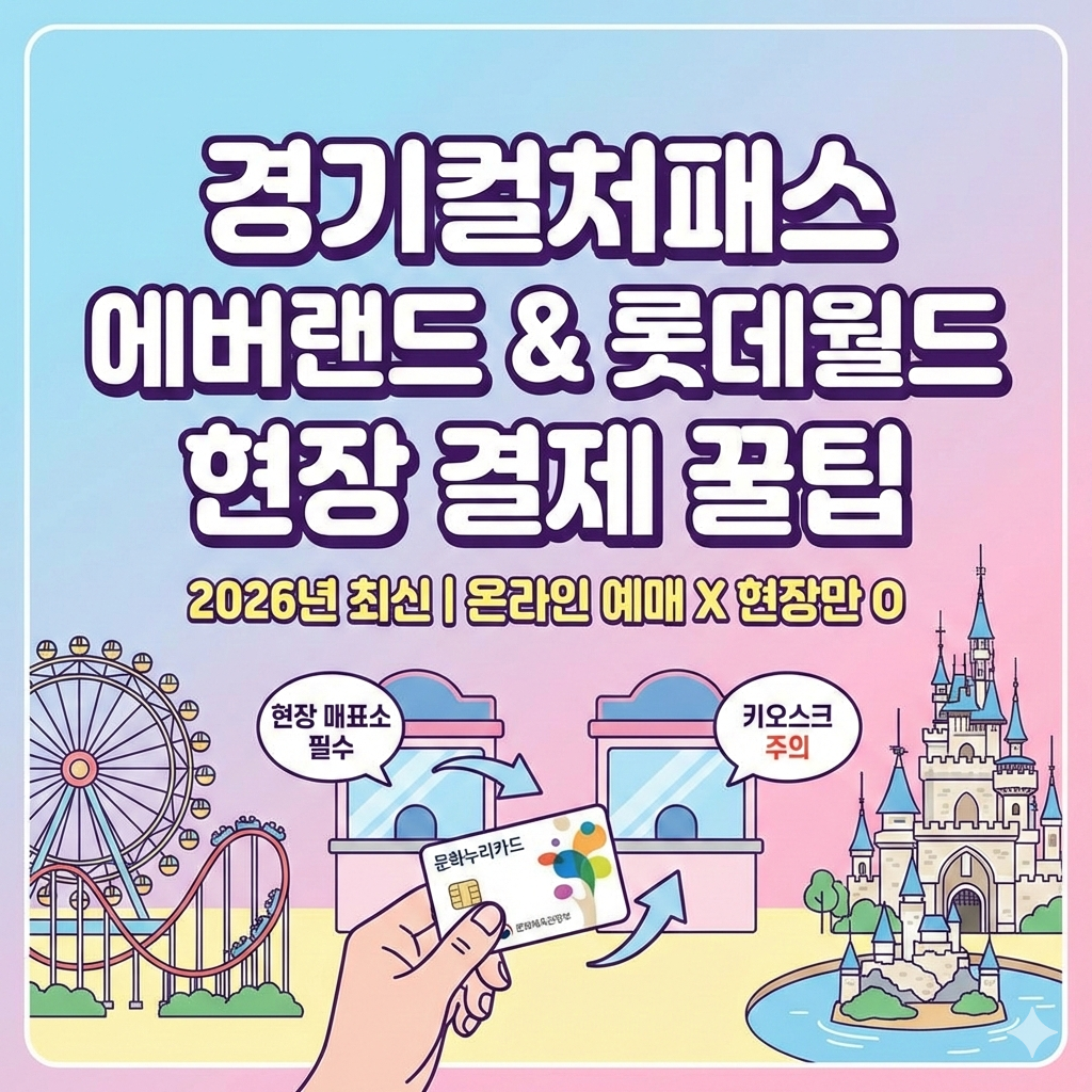 2026 경기컬처패스 에버랜드 롯데월드 자유이용권 할인 및 현장 결제 꿀팁
