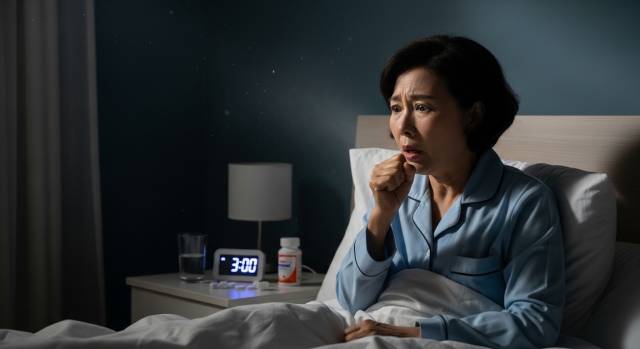 【IMG10 — 야간 기침으로 잠에서 깨어나는 55세 한국인 이미지】