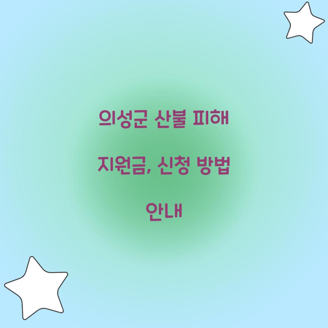 의성군 산불, 특별재난 지원금, 산불 피해 지원