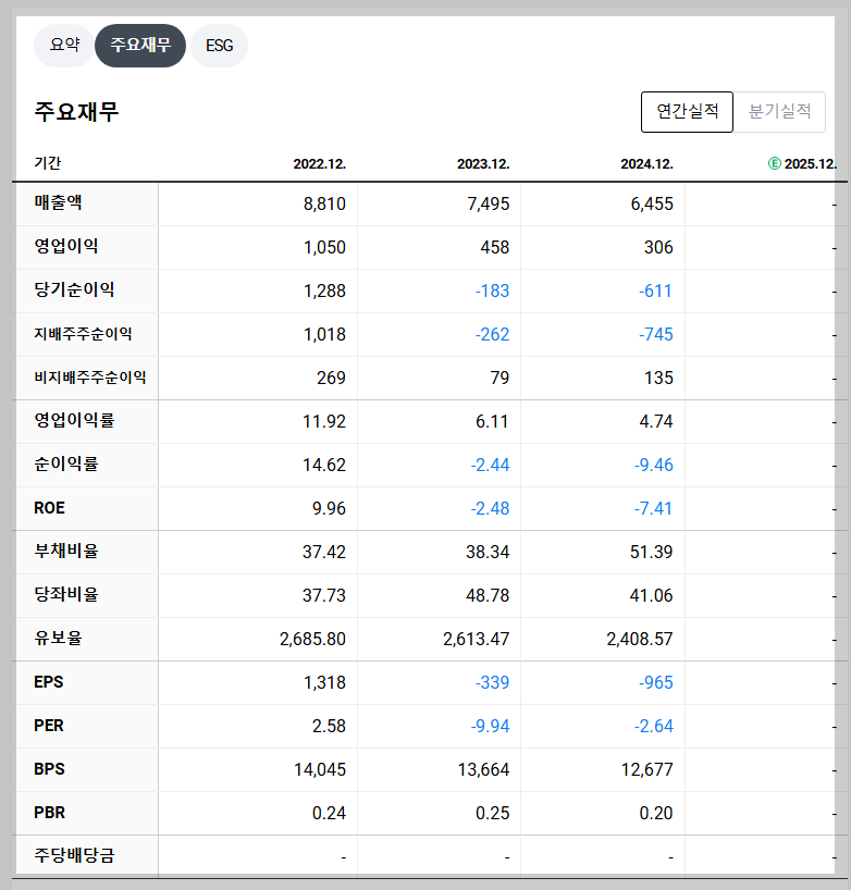 원익홀딩스 재무 지표