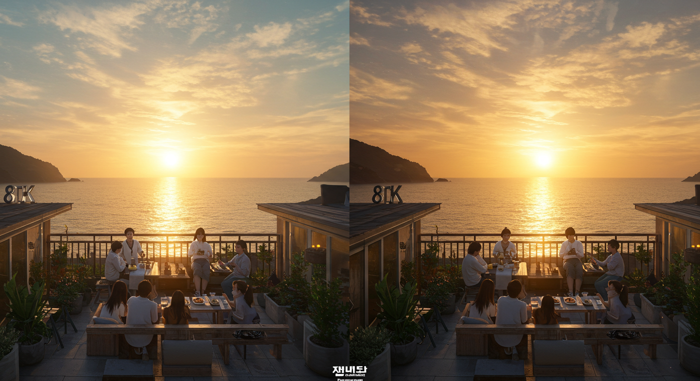 강릉 경포대 루프탑 브런치 카페에서 즐기는 일출과 노을 풍경