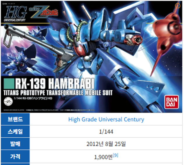 함브라비 HGUC 박스아트입니다.