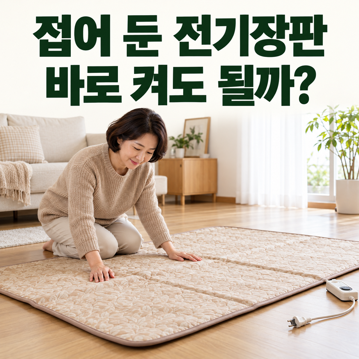 보관했던 전기장판을 살피는 여성