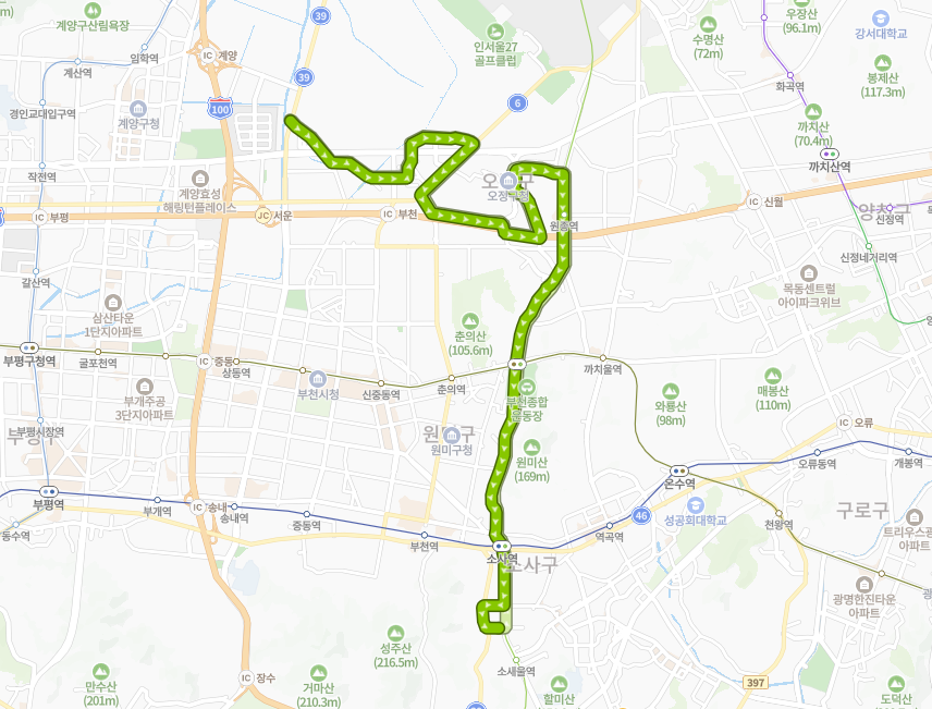 부천-95번-버스-노선-지도