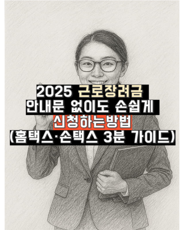 근로장려금 신청 가이드를 설명하는 전문가의 연필 스케치 이미지