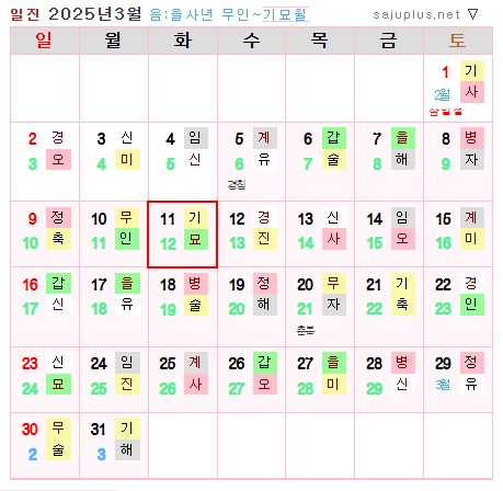 만세력 달력 보기 방법 무료 사이트