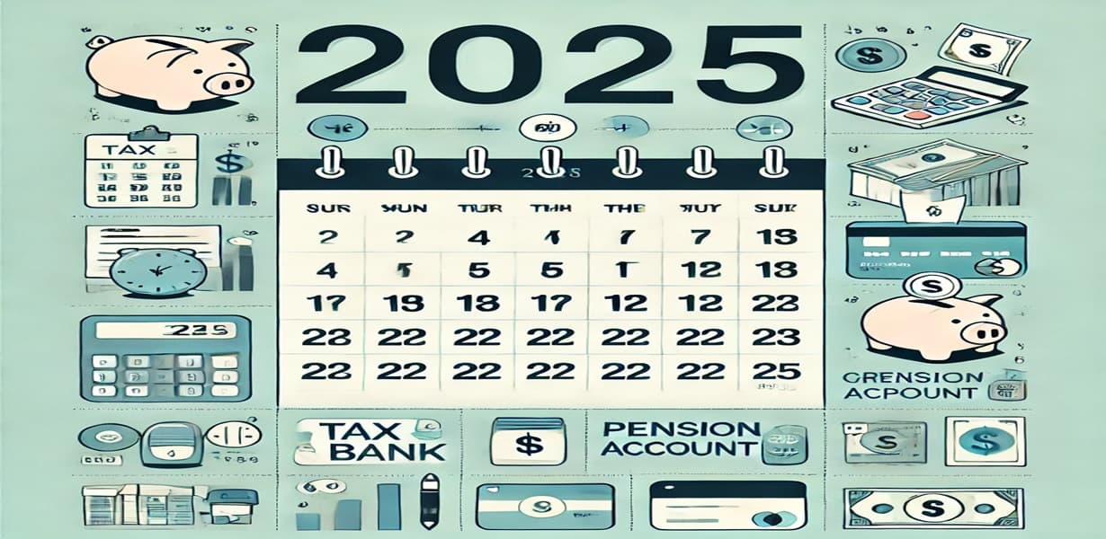 2025년 금융 혜택과 정부 지원 일정을 한눈에 보여주는 월별 캘린더 이미지