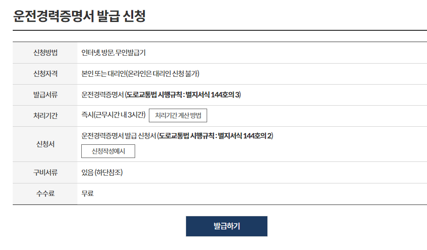 운전면허경력증명서 발급