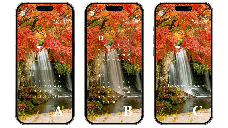 06 단풍과 폭포 ABC - 2025년11월 아이폰배경화면