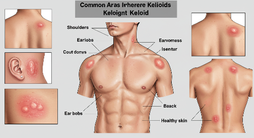 켈로이드가 잘 생기는 부위(귀, 가슴 등)