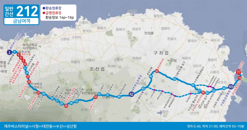 제주도 버스노선 - 일반간선버스201, 202, 일반간선버스211, 212, 일반간선버스221, 222, 일반간선버스231, 일반간선버스232, 일반간선버스240, 일반간선버스251, 252, 253, 254, 255, 일반간선버스260, 일반간선버스270, 일반간선버스281, 282, 일반간선버스291, 292, 295