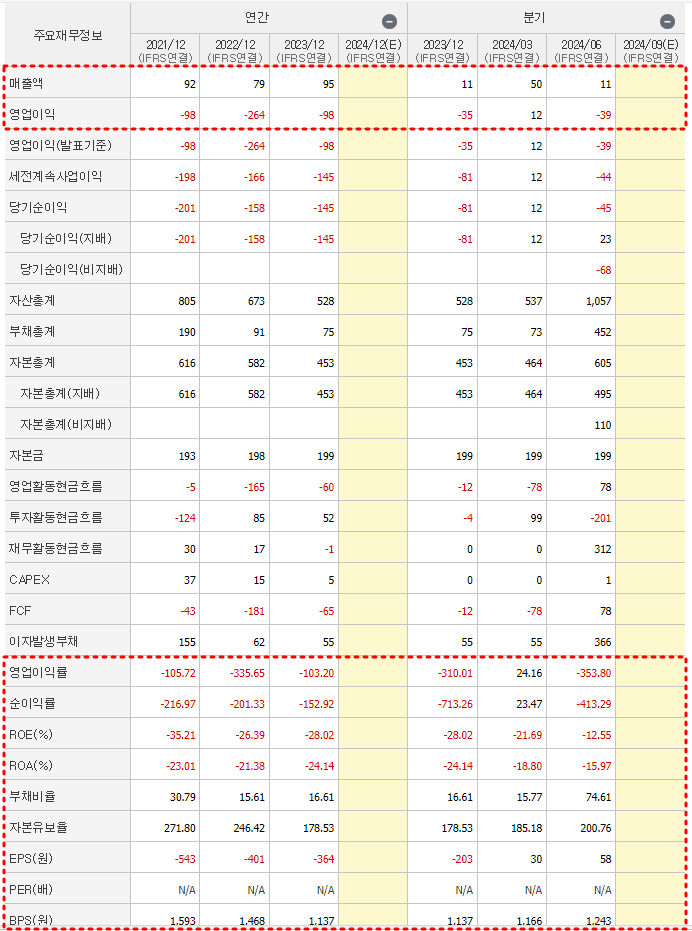 현대바이오 재무제표
