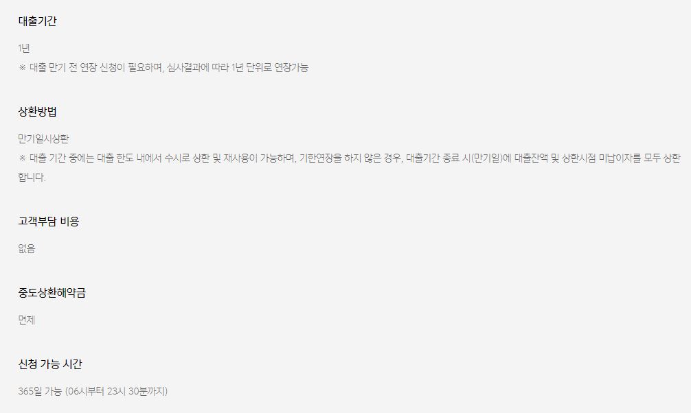 카카오뱅크 비상금대출 대출기간