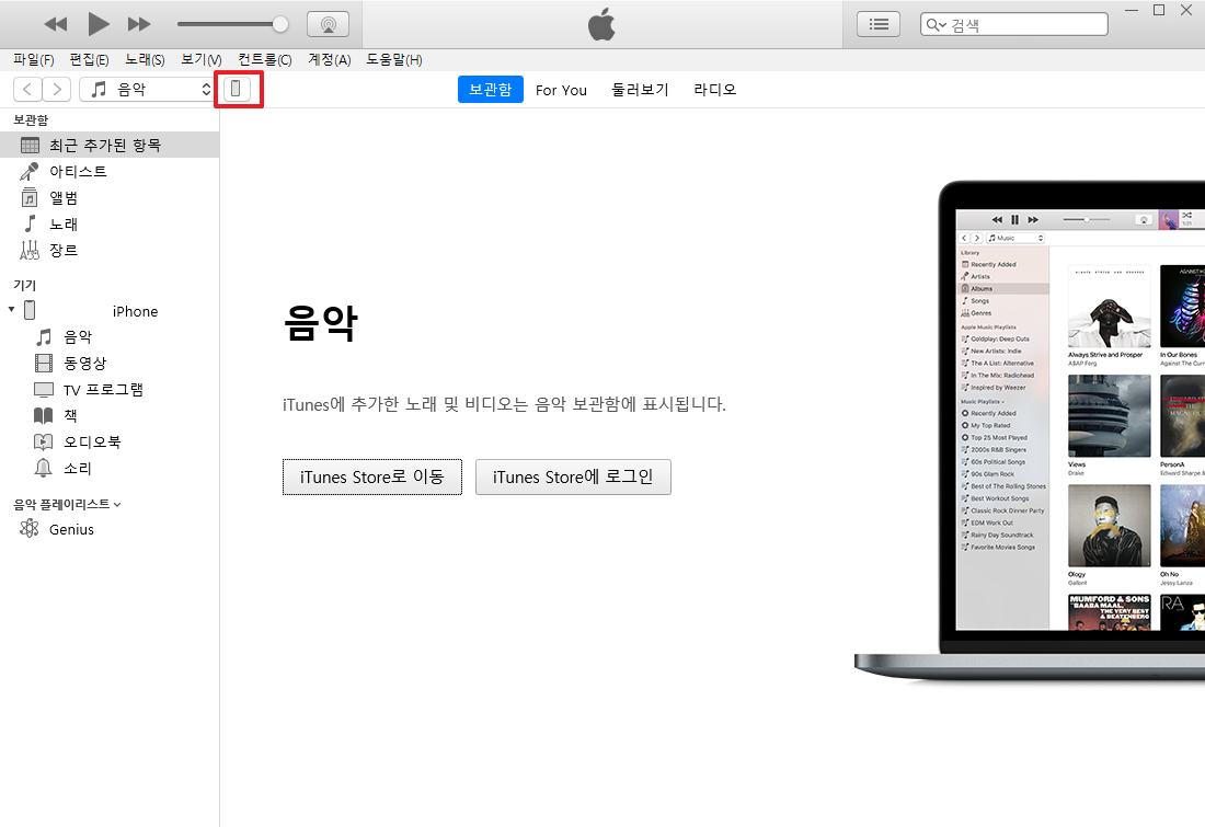 iTunes 화면