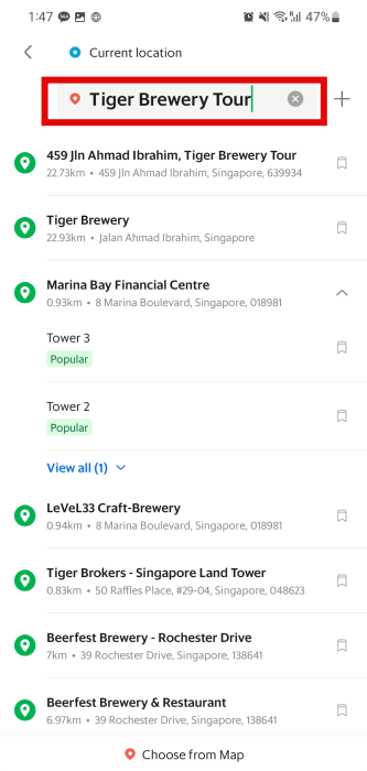 Grab-목적지-선택