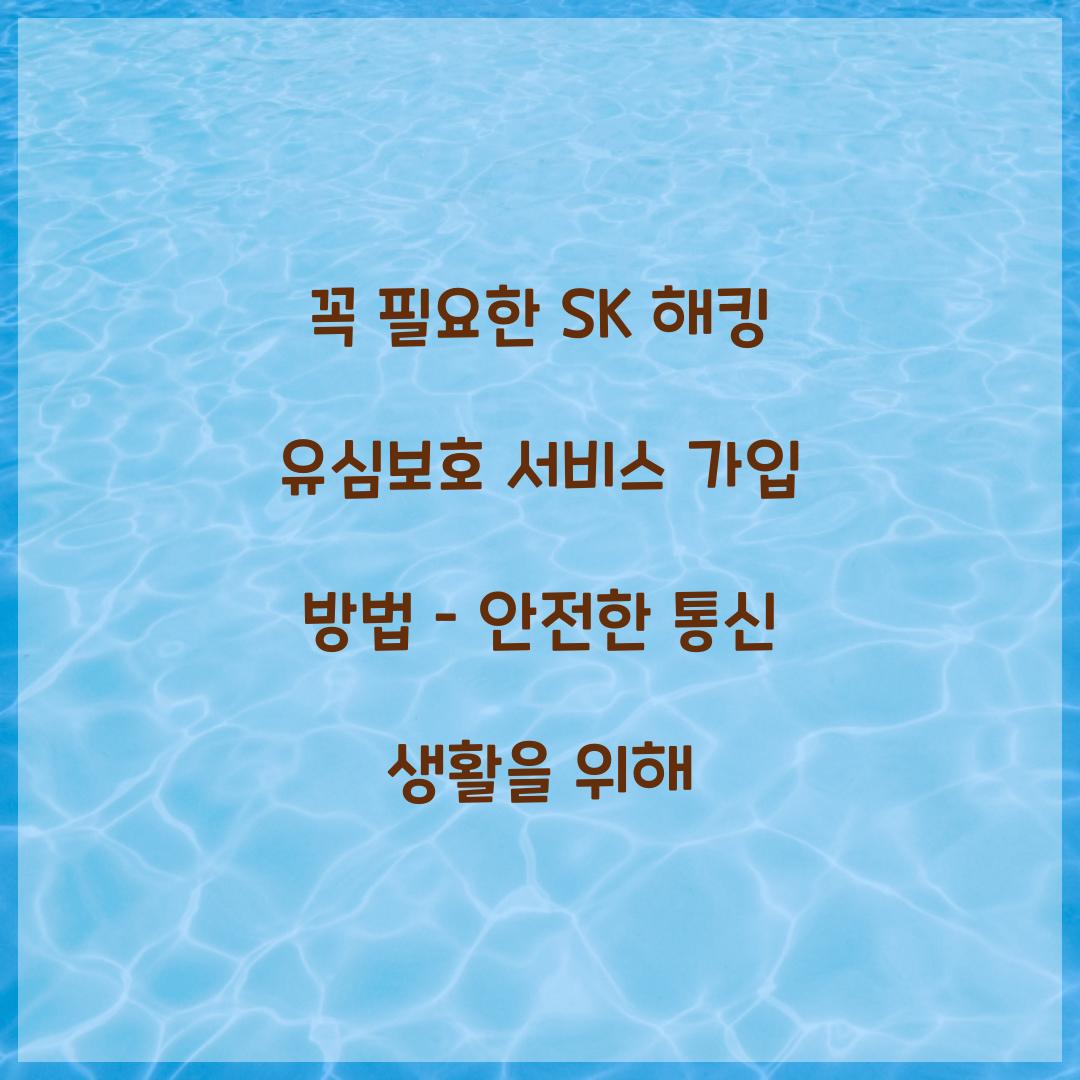 꼭 필요한 SK 해킹 유심보호 서비스