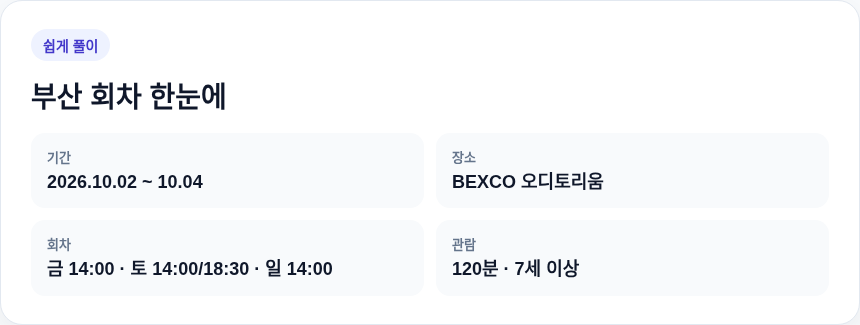 이은결 부산 공연 일정 한눈에