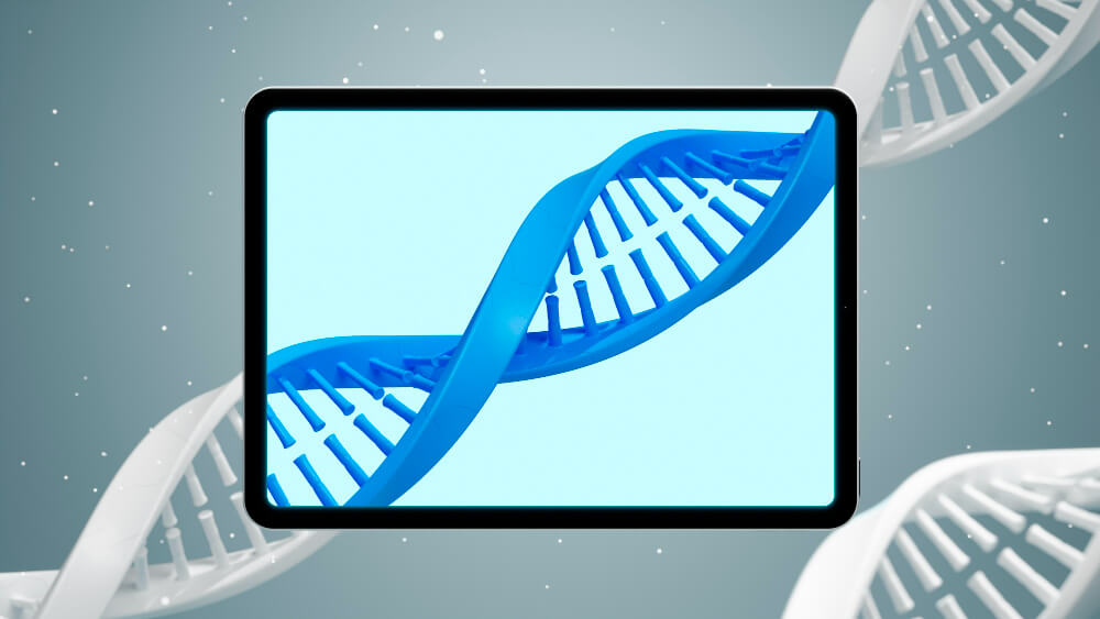 DNA 기반 개인 영양 분석 리포트를 스마트폰으로 확인 중인 헬스케어 서비스 이미지