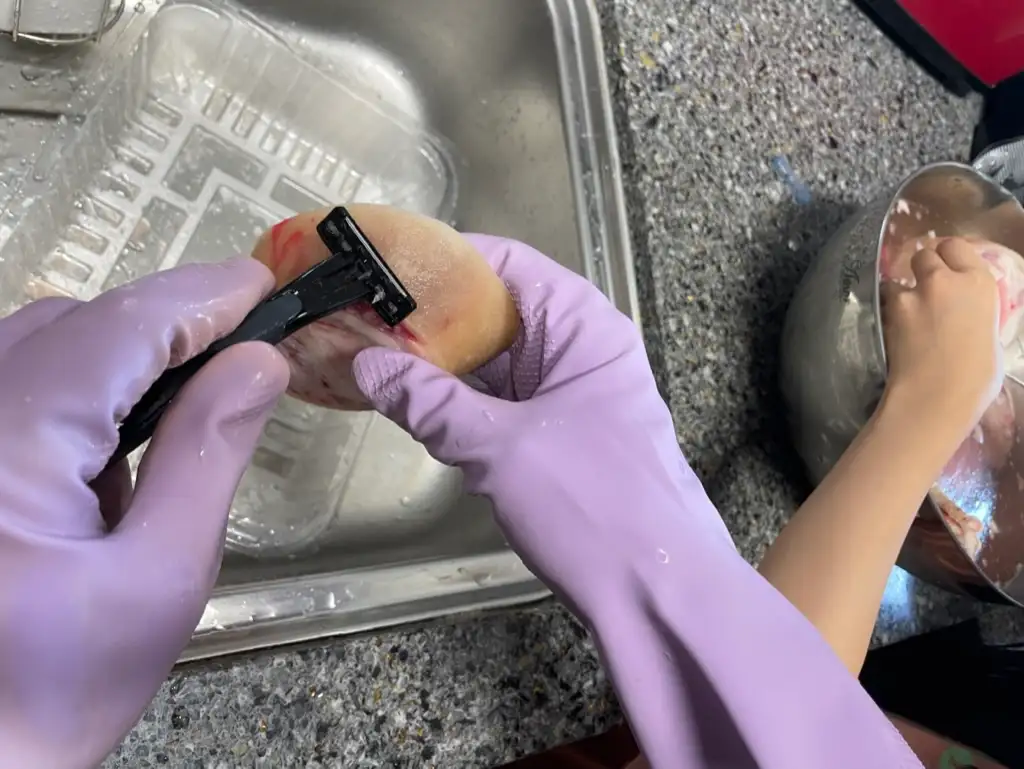 한우 우족 털 제거