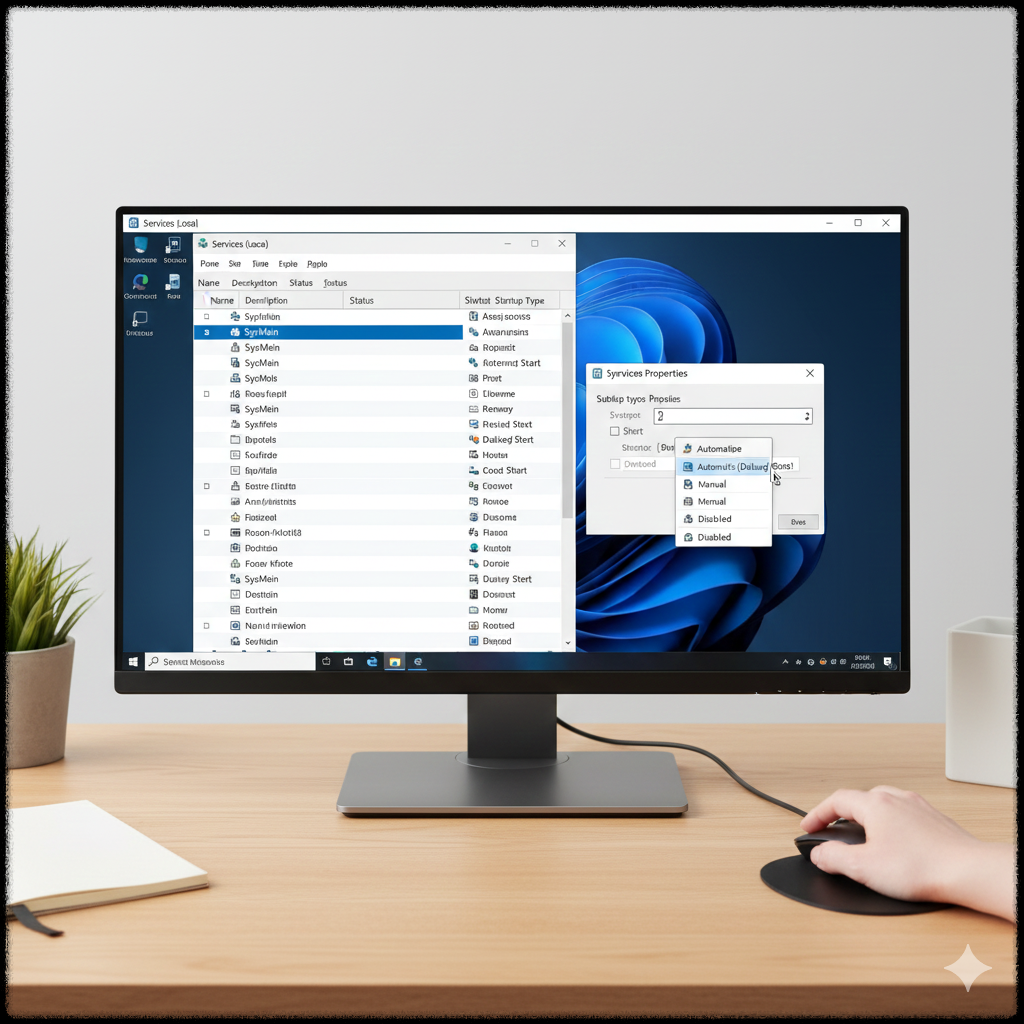 윈도우 11 시비스 설정에서 디스크 문제를 해결하는 장면