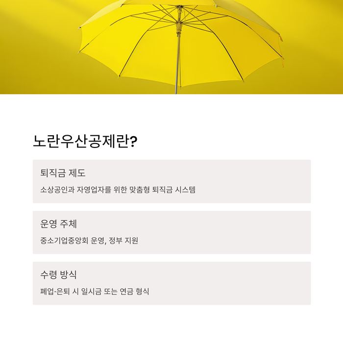 노란우산공제 가입은행 조건 대상 서류 혜택 요약 이미지