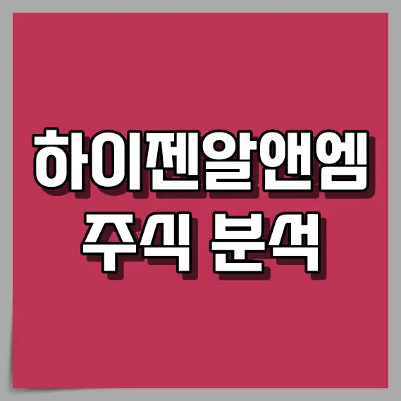 하이젠알앤엠 주식 분석