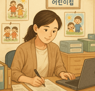 여러가지 행정업무를 하고 있는 원장