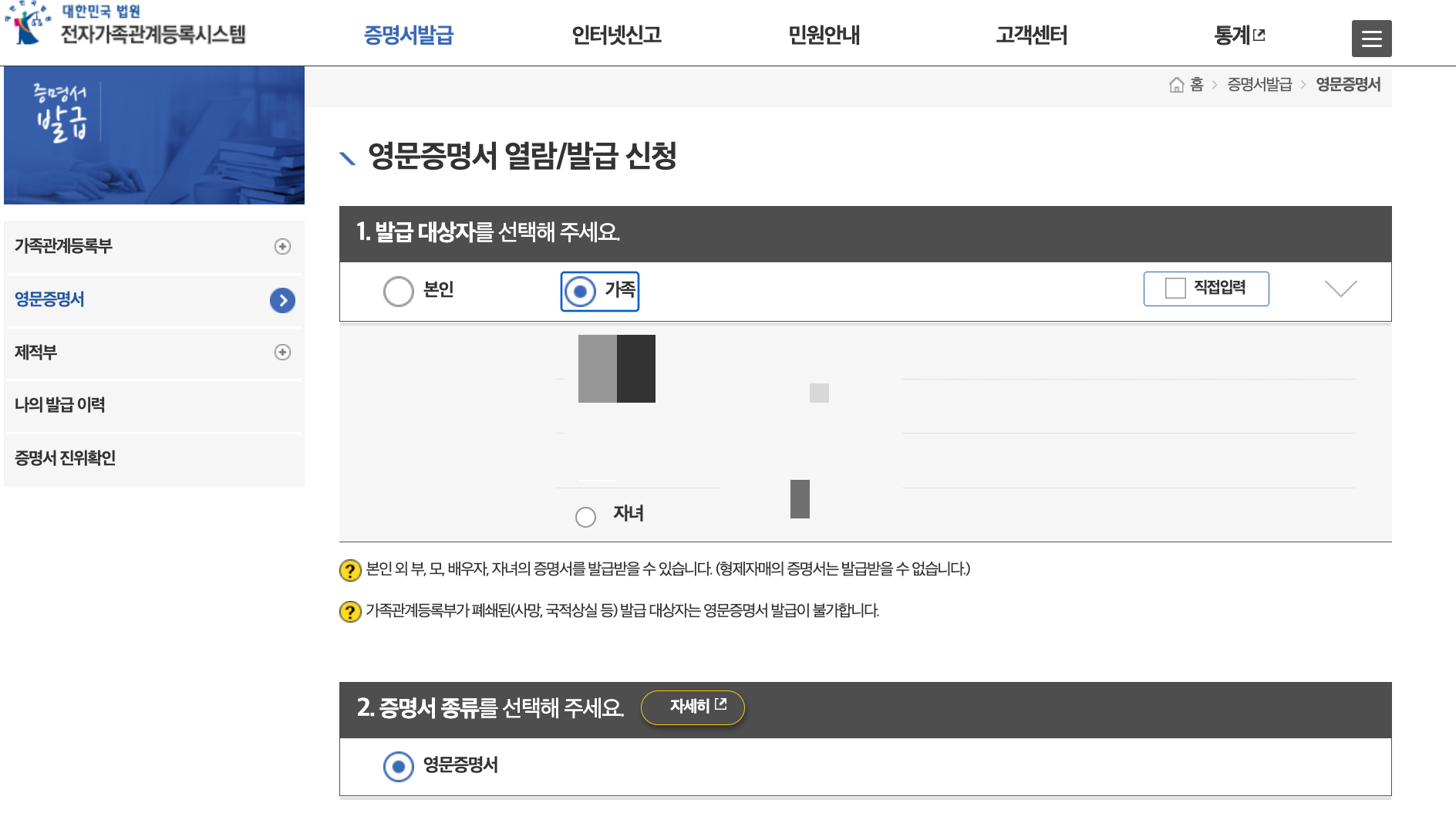 가족관계증명서 영문증명서